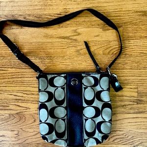 Coach duffle black & tan crossbody bag